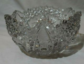 Lead Crystal? Clear Glass 7 1/2 " Sserving Bowl Swirl Pinwheel Pattern
