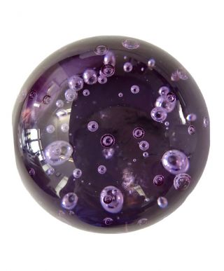 Art Glass Paperweight Purple Bubbles Dynasty Gallery Heirloom Collectible