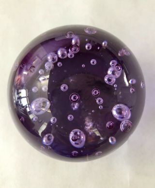 Art Glass Paperweight Purple Bubbles Dynasty Gallery Heirloom Collectible 2