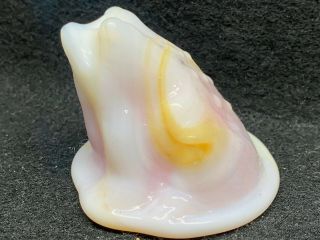 White Pink Milk Glass Frog Toad Figurine Paperweight Slag Swirl Marble Chocolate