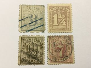 Old Stamps Hamburg X 4