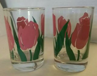 Vintage Anchor Hocking Pink Tulip Juice Glasses (pair)