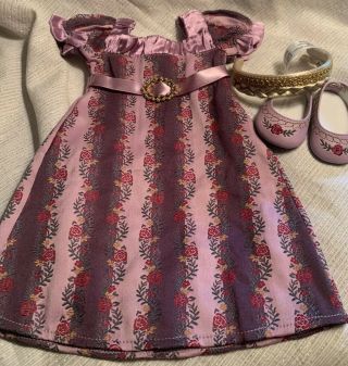 American Girl Doll Caroline Holiday Gown Outfit Dress Shoes Braid