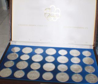 Full Set 1976 Canadian Montreal Olympic 28 Sterling Silver Coin & Box 2