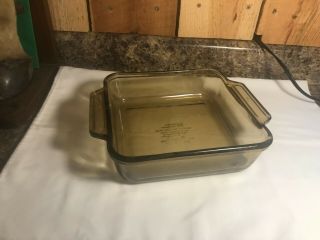 Vintage Anchor Hocking Amber Glass 2 Quart Square Baking Dish 1035