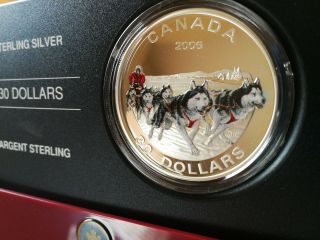 2006 Canada Silver Coin $30 Dollars Dog Sled Team Proof