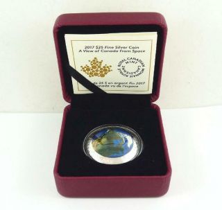 2017 Canada $25 Fine Silver Convex & Coloured Coin - A View Of Canada From Space