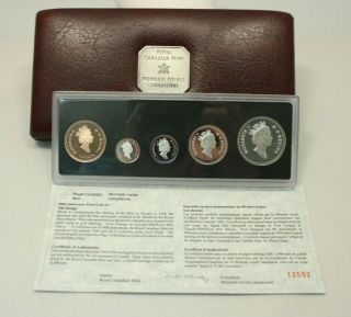 1908 - 1998 Canada 90th Anniversary Proof Antique Set 5 Coins W/coa & Box