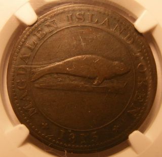 1815 Magdalen Island One Penny Canada Lc - 1 Token Coinage Ngc F 15 Bn