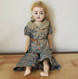 Antique German Doll Celluloid Head Shoulder Compo Limbs Stuffed Body Minerva