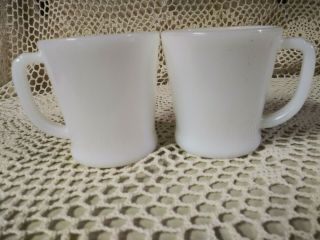 Fire King Vintage White Milk Glass Coffee Mugs Set Of Two