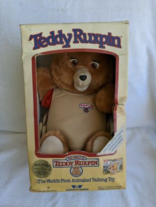 Vintage Teddy Ruxpin Worlds Of Wonder Bear Book,  Tapes Not 1985