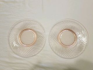 Vintage Pink Depression Glass Salad Plates Spiral Pattern