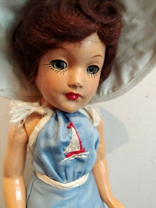 Vintage 14 " Composition Mary Hoyer Type Doll W Outfit & Doll Hat