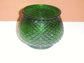 E.  O.  Brody Emerald Green Glass Fish Scale Texture Round Bowl Vase Planter