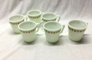 Vintage Pyrex " Butterfly Gold " Coffee Mugs Cups Set Of 4 1410 Usa