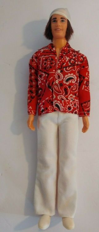Vintage 1973 Mod Hair Ken Barbie Doll With Side Burns And 1970 