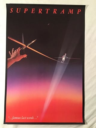 Supertramp 1982 Promo Poster Famous Last Words A&m Records
