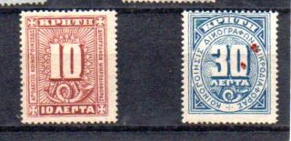 Greece.  Crete.  1908 Official Stamps Set Of 2 Unmounted