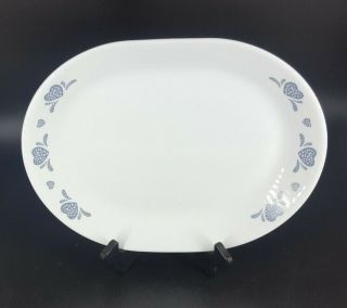Corelle Corningware Blue Hearts 12 " Oval Serving Platter Sponged 12 X 10 In