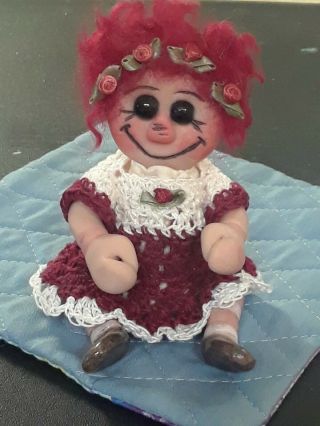 Ooak Miniature Baby Polymer Clay Raggedy Ann Resell