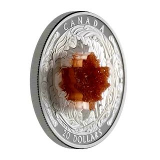 2016 Canada $20 Dollars 9999 Silver Maple Leaves With Drusy Stone