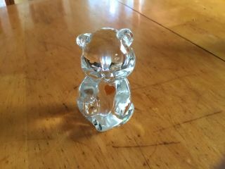 Fenton Clear Art Glass October Birthday Bear With Label— Outstanding