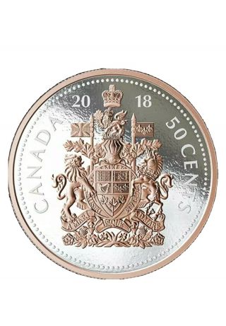 2018 5 Oz.  Pure Silver Coin Big Coin Series: 50 - Cent Coin Canadian Coat Of Arms