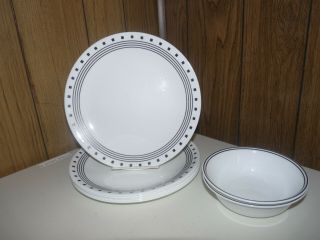 Guc Corelle Vitrelle City Block Replacement Dish Plate Cereal Bowl White & Black