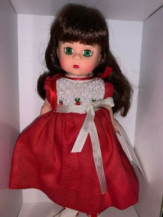 8 " Madame Alexander Doll “red Cherries” Brunette Red Dress - 33050 - Euc