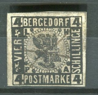 German Bergedorf; 1850s Early Classic Imperf Issue Scarce 4s.  Value