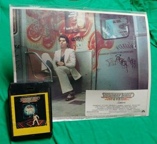 Saturday Night Fever 8 - Track Cassette And Lobby Card; Bee Gees;travolta