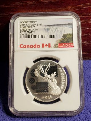 2015 Canada $10 Bugs Bunny Looney Tunes 1/2 Oz Silver Coin Ngc Proof 70 Matte