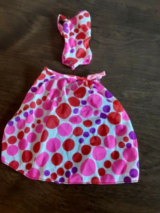 Vintage Mod Era Dramatic Living Barbie 1970s Polka Dot Swimsuit And Coverup