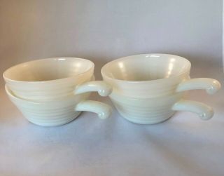 Vintage Anchor Hocking White Fire King Bowls And Handles,  Set Of 4