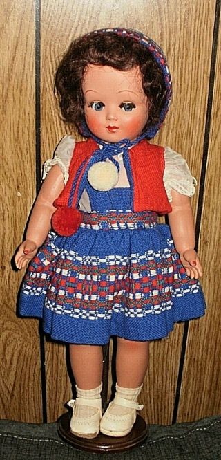 Vintage 1950s Unica Belgium doll,  17 - in,  all,  flirty eyes, 3