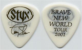 Styx 2001 Brave World Tour Tommy Shaw Signature Collectible Guitar Pick