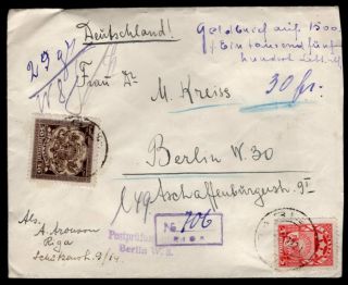 Latvia Russia 1922 Insurance Money Letter From Riga 29.  Xi.  22 - Berlin 3.  12.  22 R