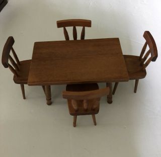 Dollhouse Kitchen Furniture Table Chairs Ice Box Chopping Block Dry Sink Pump 2