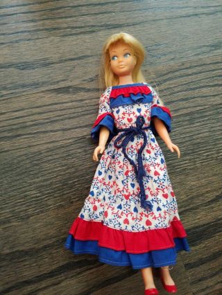 Vintage 1963 Mattel Skipper Doll Blond Hair Bendable Legs With Dress