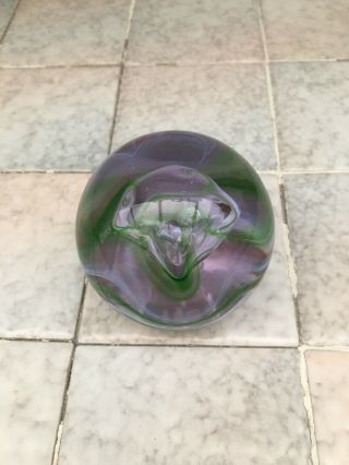 Caithness Scotland Moon Crystal Paperweight.  Green & Light Blue In Colour.