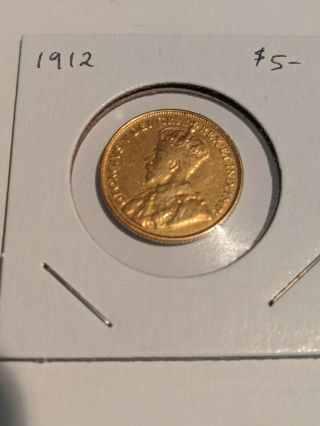 1912 Canada Five Dollars ($5) Gold Coin King George V.  Luster