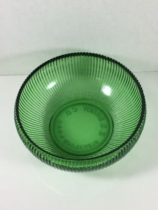 Vintage E.  O Brody Co.  Green Ribbed Depression Glass Bowl Cleveland OH.  U.  S.  A. 3
