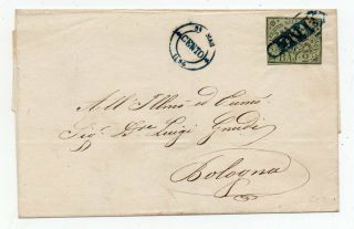 1850´s Italy Roman States Cover,  2b Stamp,  Color " Cento " Cancel