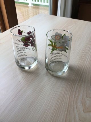 2 Vtg Brockway Flower Of The Month Glass Tumblers,  Dec.  & Feb Narcissus & Violet 3