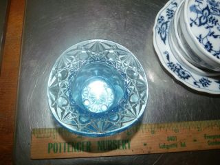 Fenton Glass Daisy Button Opalescent Blue Top Hat Toothpick Candle Holder 224b