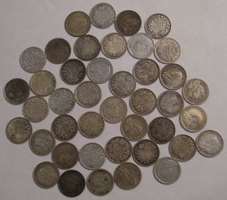 42 Good Plus Canada King George V 5 Cent Silver Coins Km - 16,  22 & 22a 1911 - 20
