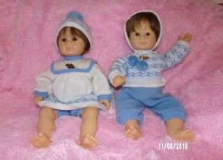 Vintage Gotz Articulated Soft Body 20 " Twin Doll Babies In Outfit