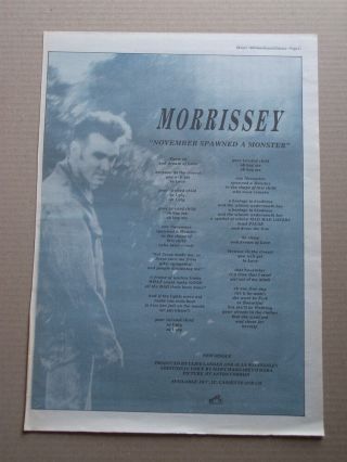 Morrissey November Spawned A Monster - Vintage 1990 Advert Poster
