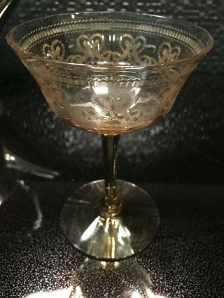 Bar Crystal Stemware Vintage Umber Champagne Glass Wedding Etched